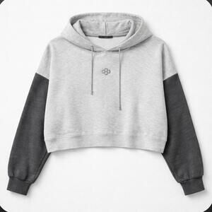 RRUDIS Gray and Charcoal Cropped Hoodie